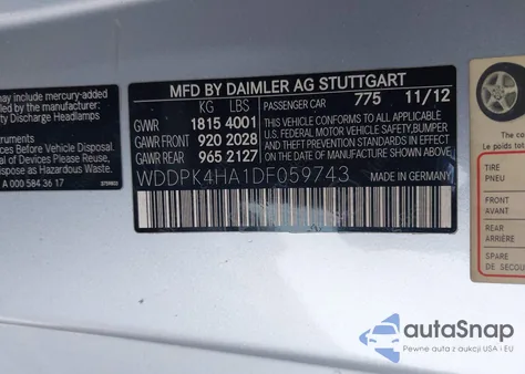 2013 Mercedes-Benz Slk 250 z USA, uszkodzony, nr VIN WDDPK4HA1DF059743